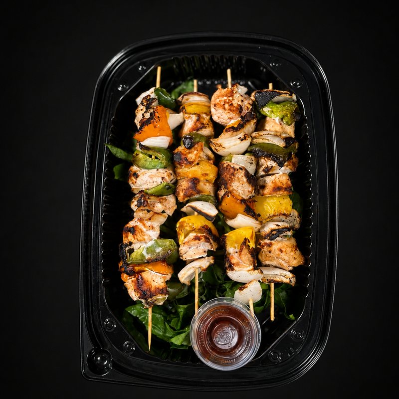 Brochetas de pollo con verduras, en su empaque