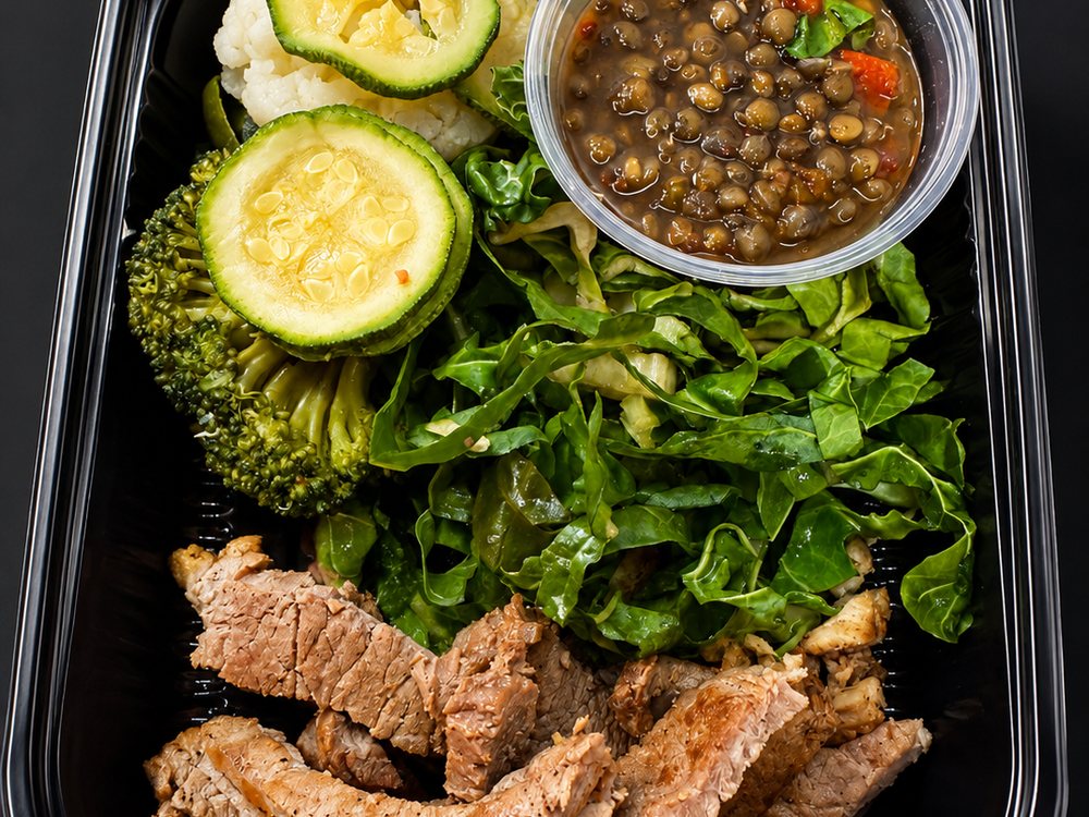 Fajitas de Res con Lentejas y Ensalada